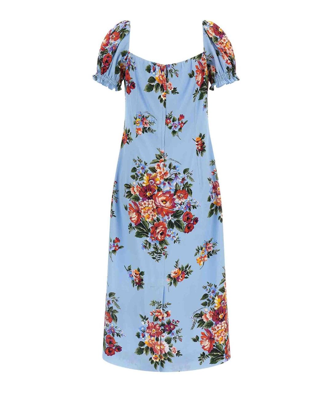 DOLCE&GABBANA Голубое шелковое повседневное платье, фото 2