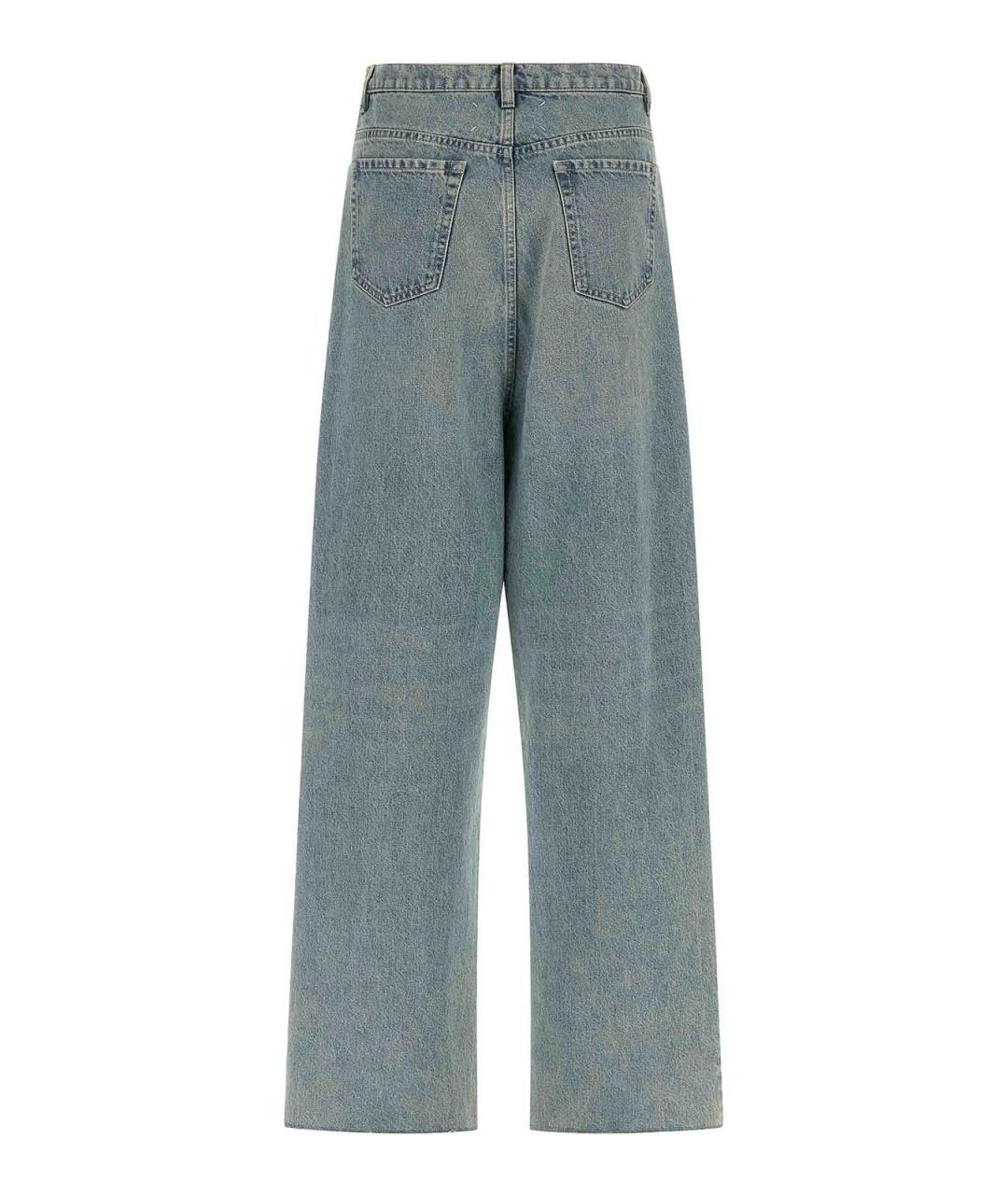 MAISON MARGIELA Голубые хлопковые прямые джинсы, фото 2