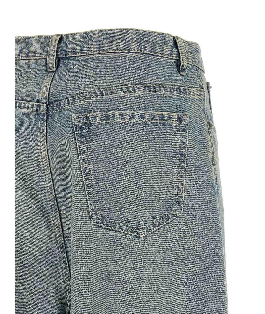 MAISON MARGIELA Голубые хлопковые прямые джинсы, фото 4