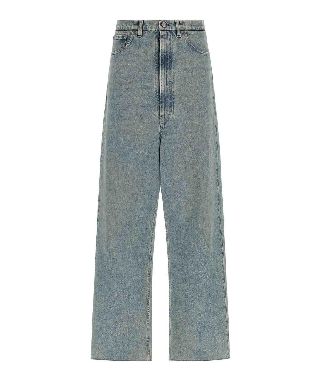 MAISON MARGIELA Голубые хлопковые прямые джинсы, фото 1