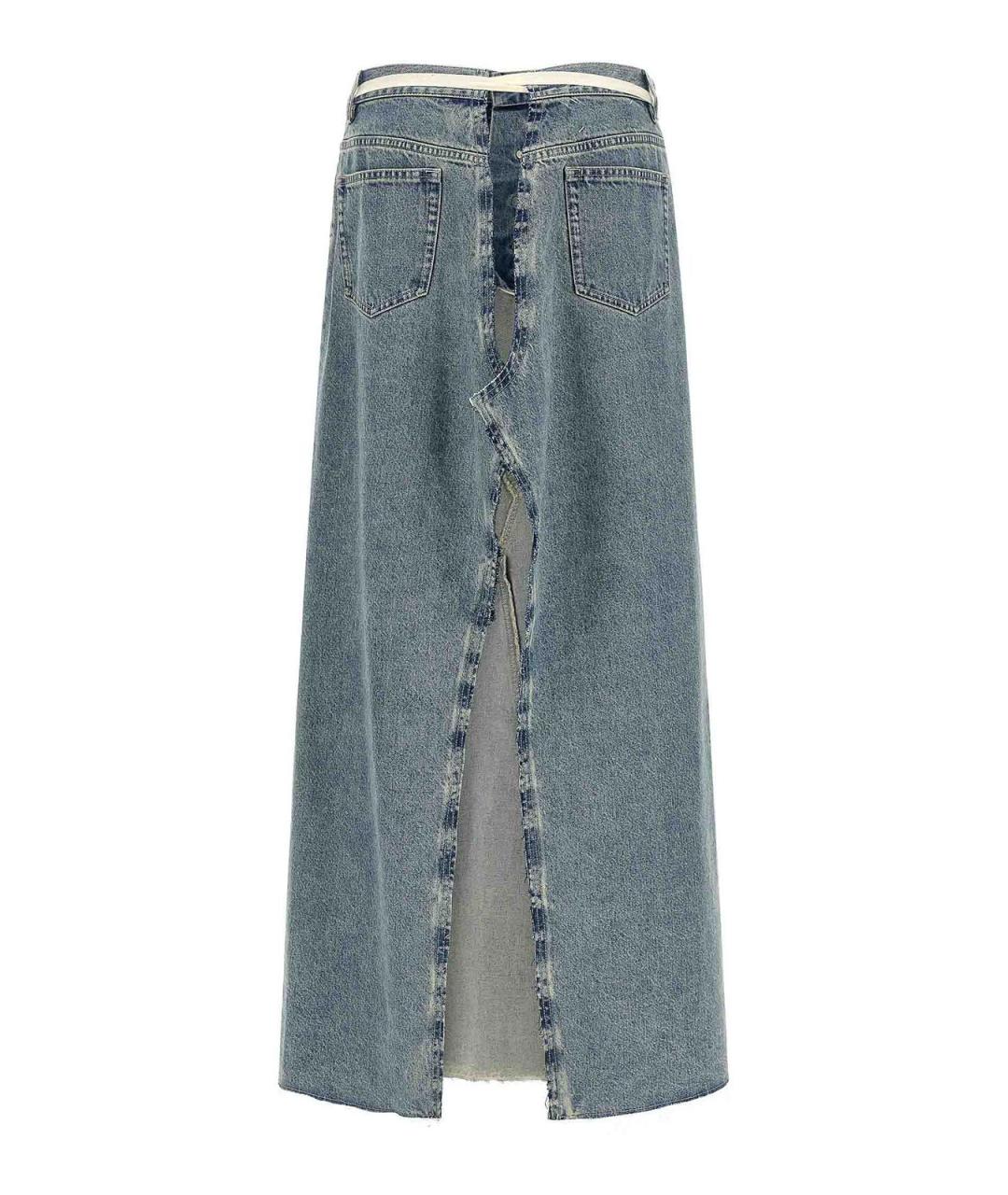 MAISON MARGIELA Голубая хлопковая юбка миди, фото 2
