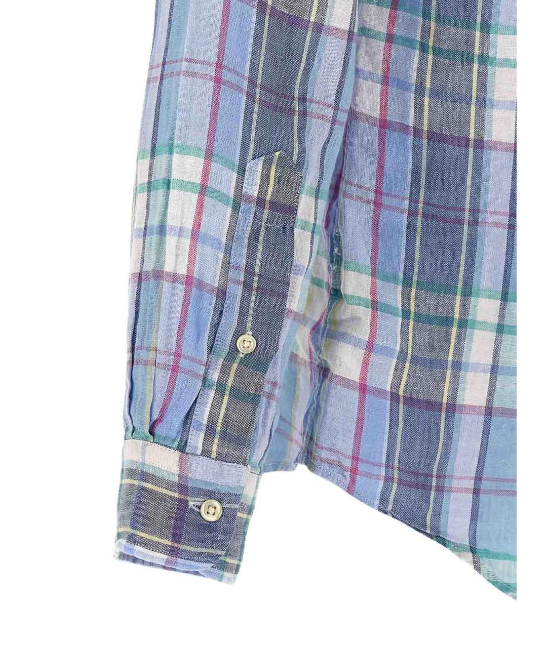 POLO RALPH LAUREN Голубая льняная классическая рубашка, фото 4