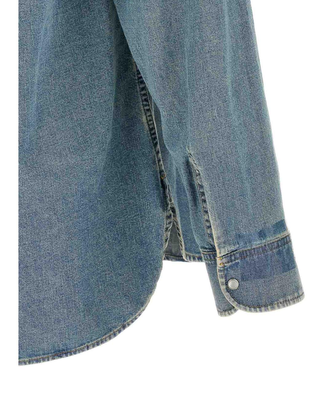 MAISON MARGIELA Синяя хлопковая кэжуал рубашка, фото 4