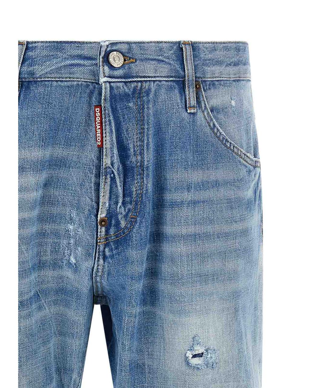 DSQUARED2 Синие хлопковые прямые джинсы, фото 3
