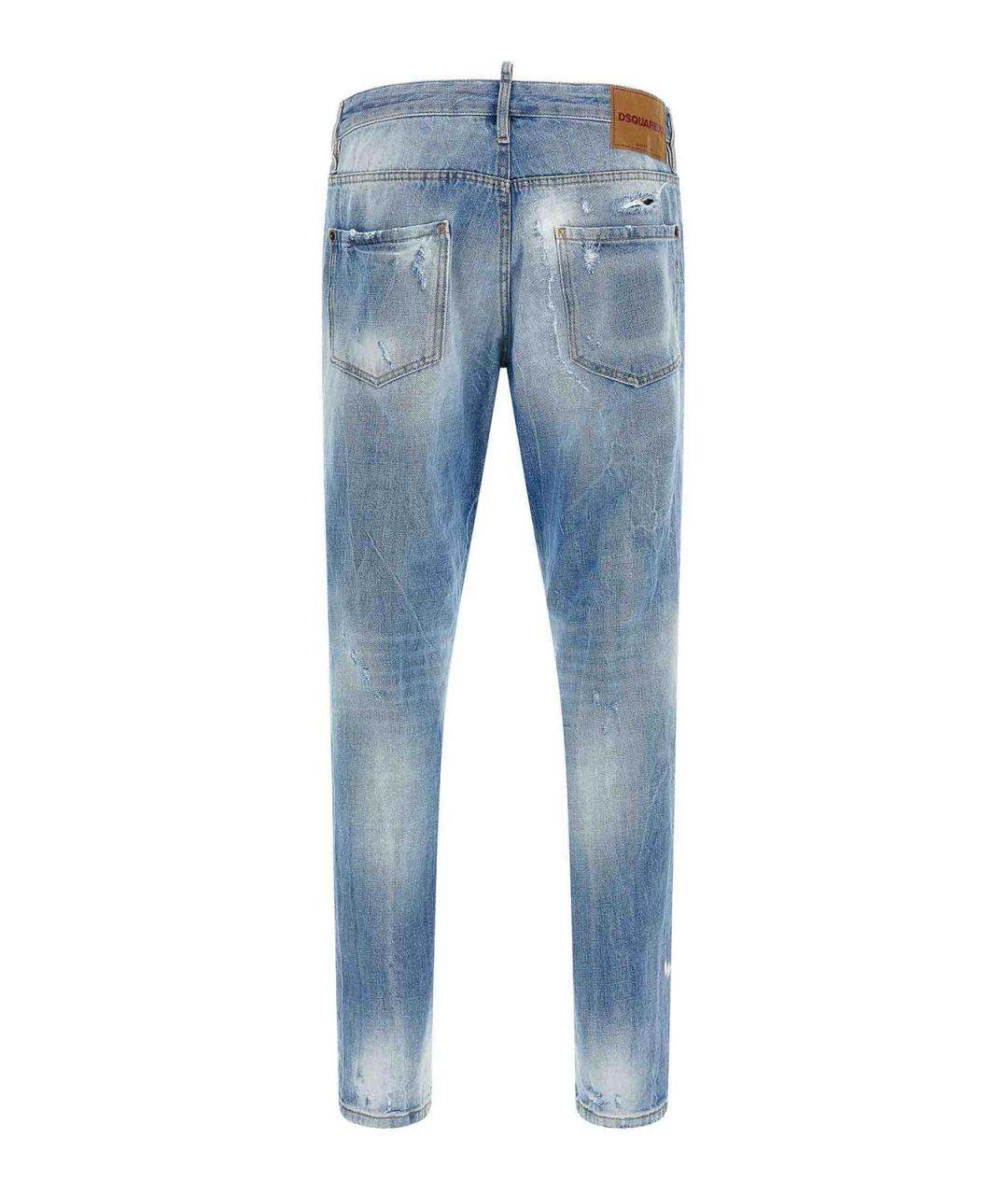 DSQUARED2 Синие хлопковые прямые джинсы, фото 2