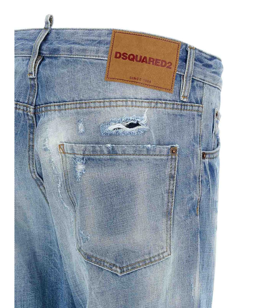 DSQUARED2 Синие хлопковые прямые джинсы, фото 4