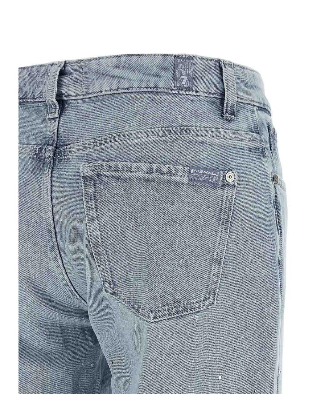 7 FOR ALL MANKIND Голубые хлопковые прямые джинсы, фото 4