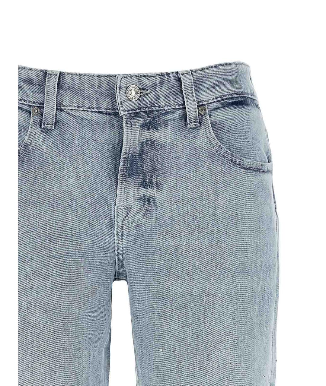 7 FOR ALL MANKIND Голубые хлопковые прямые джинсы, фото 3