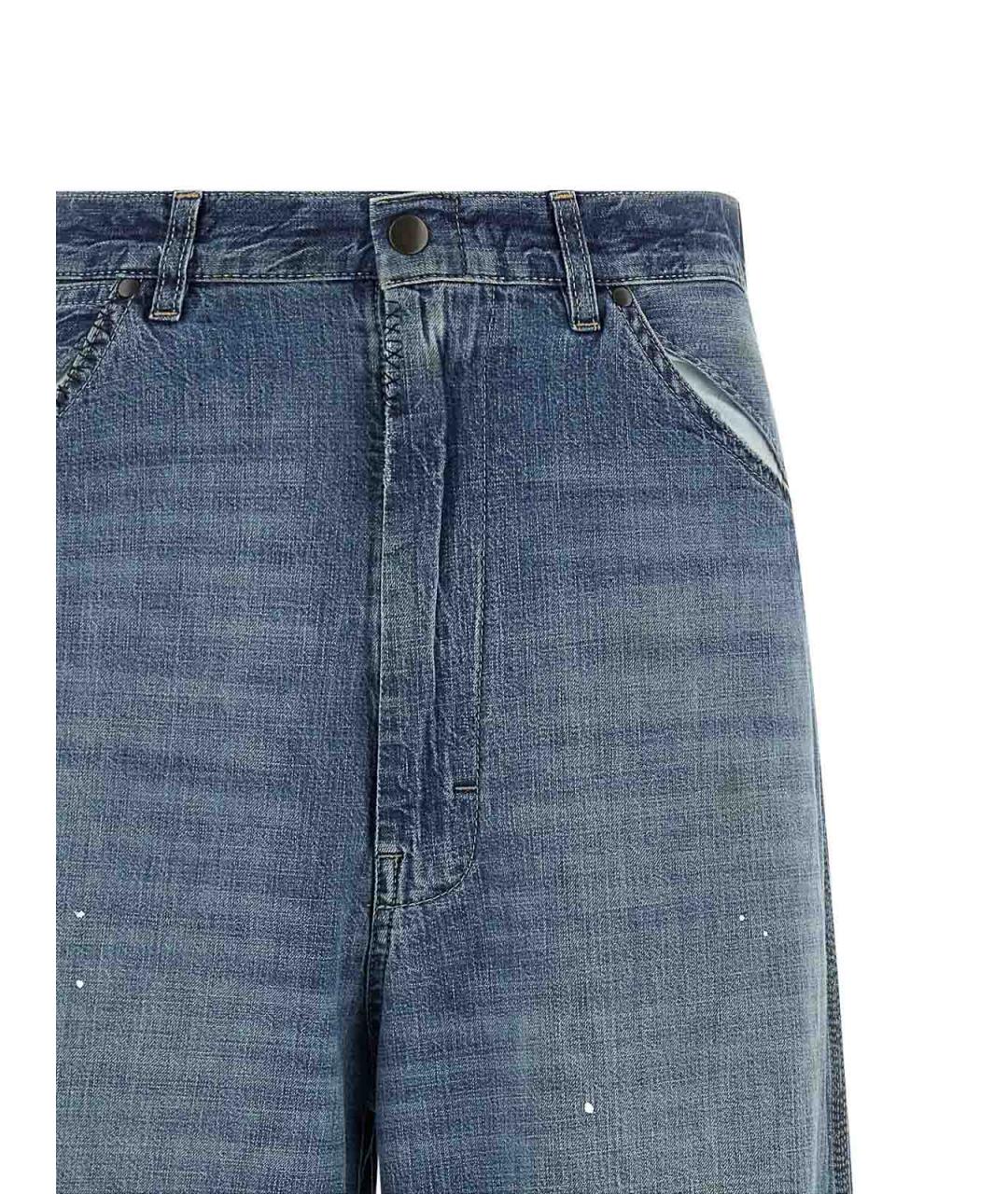 MAISON MARGIELA Синие хлопковые прямые джинсы, фото 3