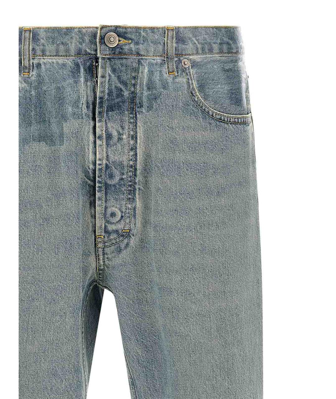 MAISON MARGIELA Голубые хлопковые прямые джинсы, фото 3
