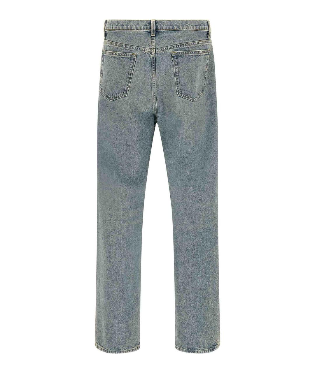 MAISON MARGIELA Голубые хлопковые прямые джинсы, фото 2