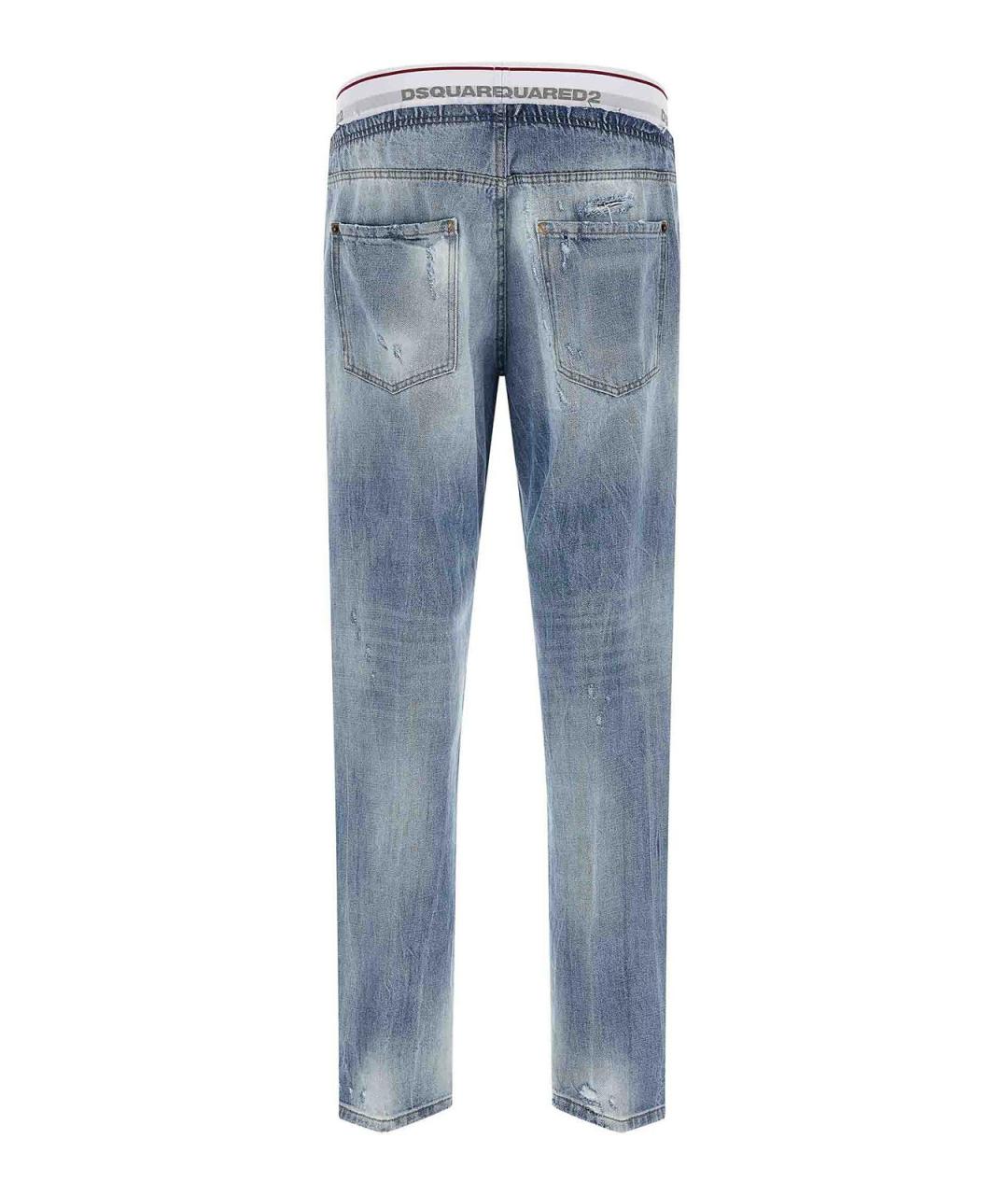 DSQUARED2 Голубые хлопковые прямые джинсы, фото 2