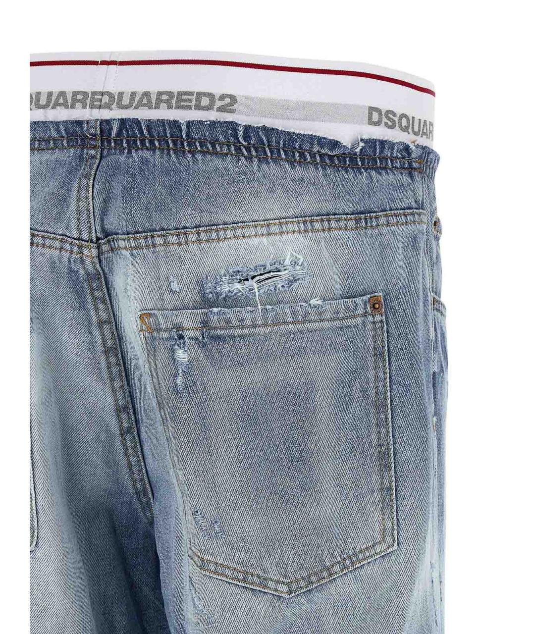 DSQUARED2 Голубые хлопковые прямые джинсы, фото 4