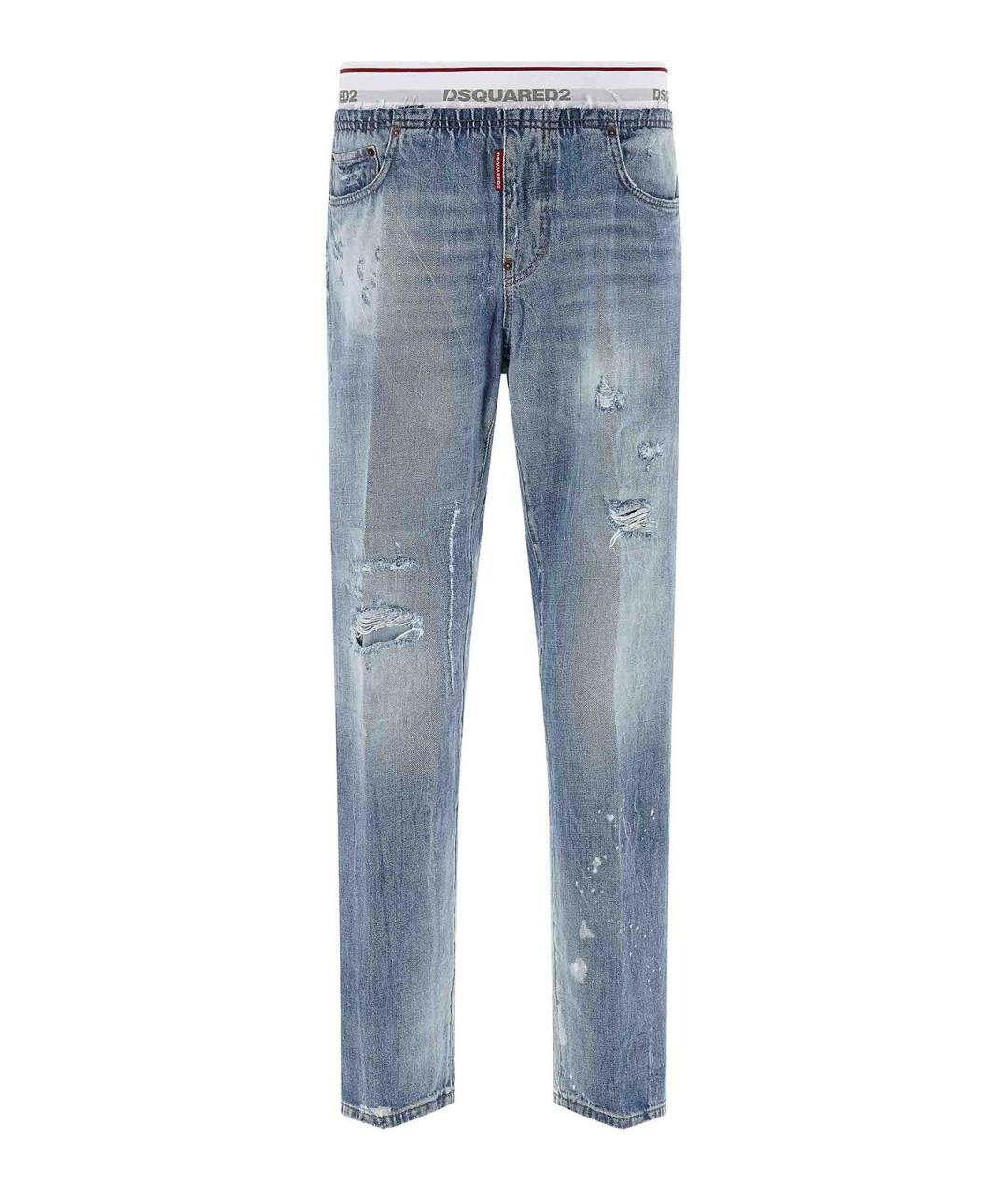 DSQUARED2 Голубые хлопковые прямые джинсы, фото 1