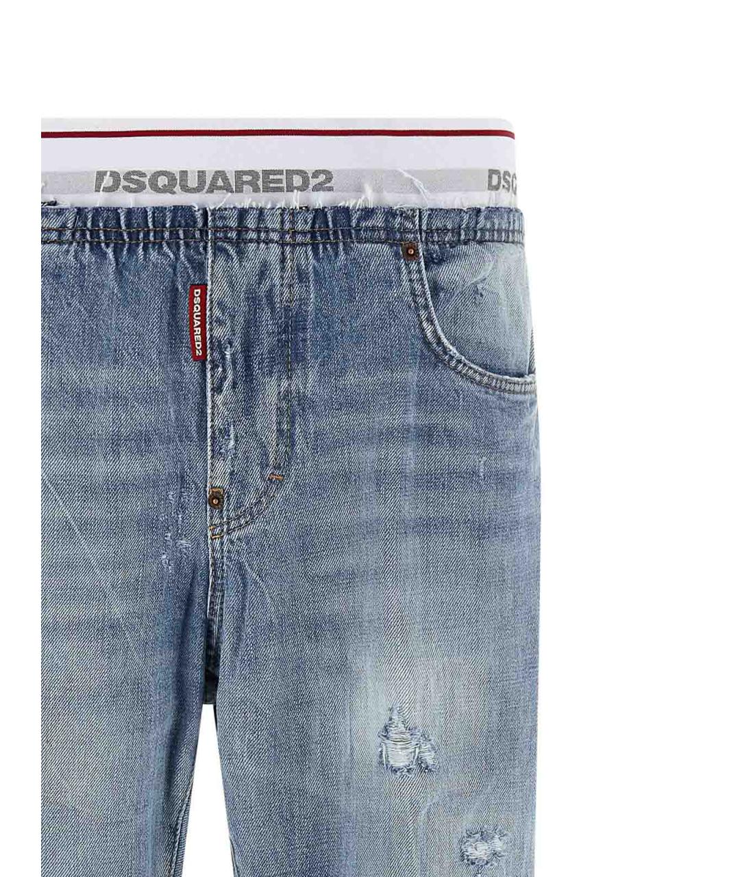DSQUARED2 Голубые хлопковые прямые джинсы, фото 3