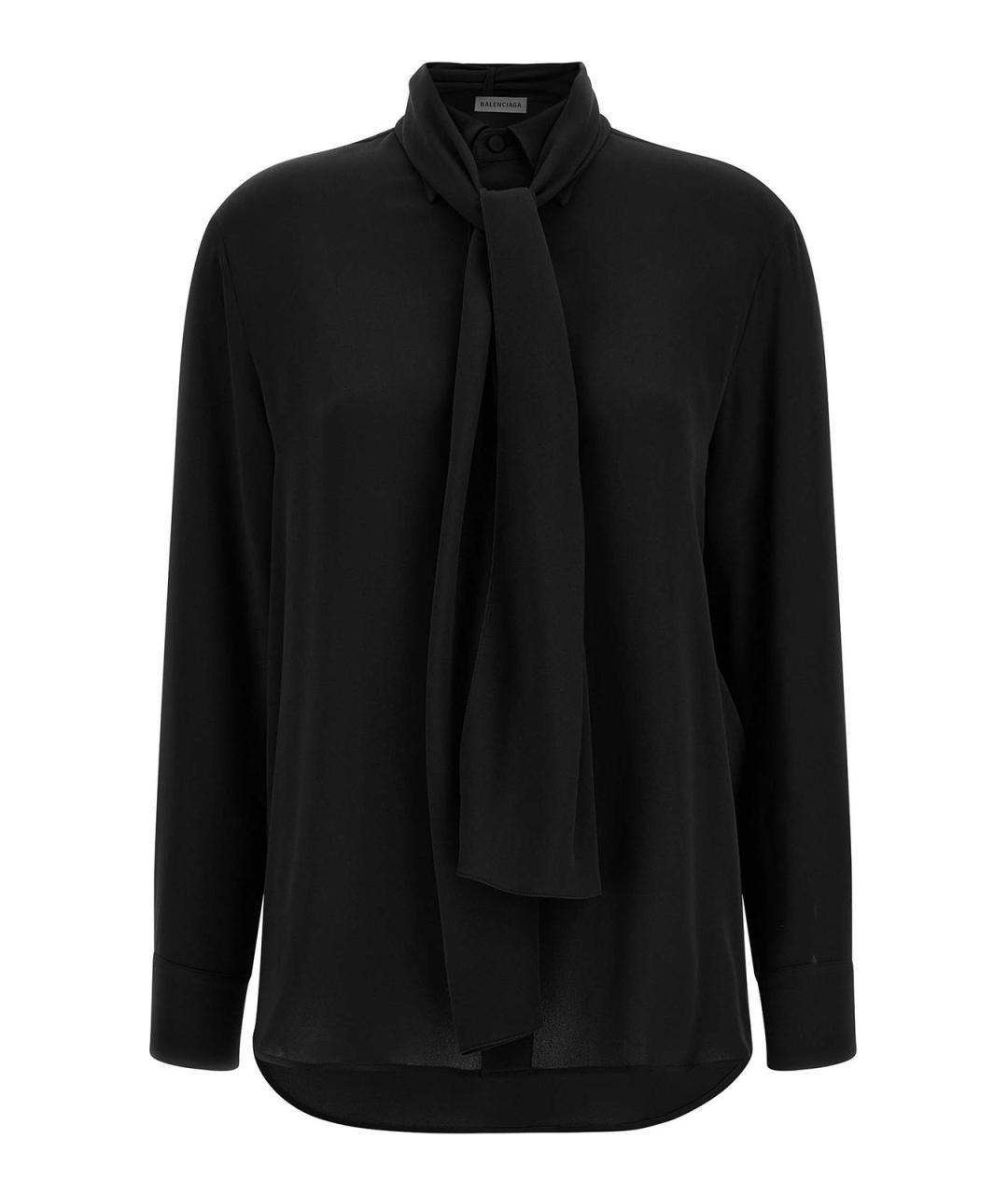BALENCIAGA Черная шелковая блузы, фото 1