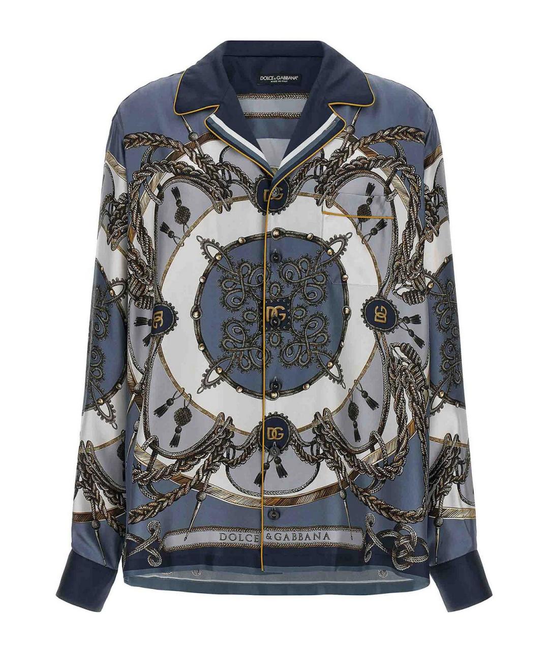 DOLCE&GABBANA Синяя шелковая кэжуал рубашка, фото 1