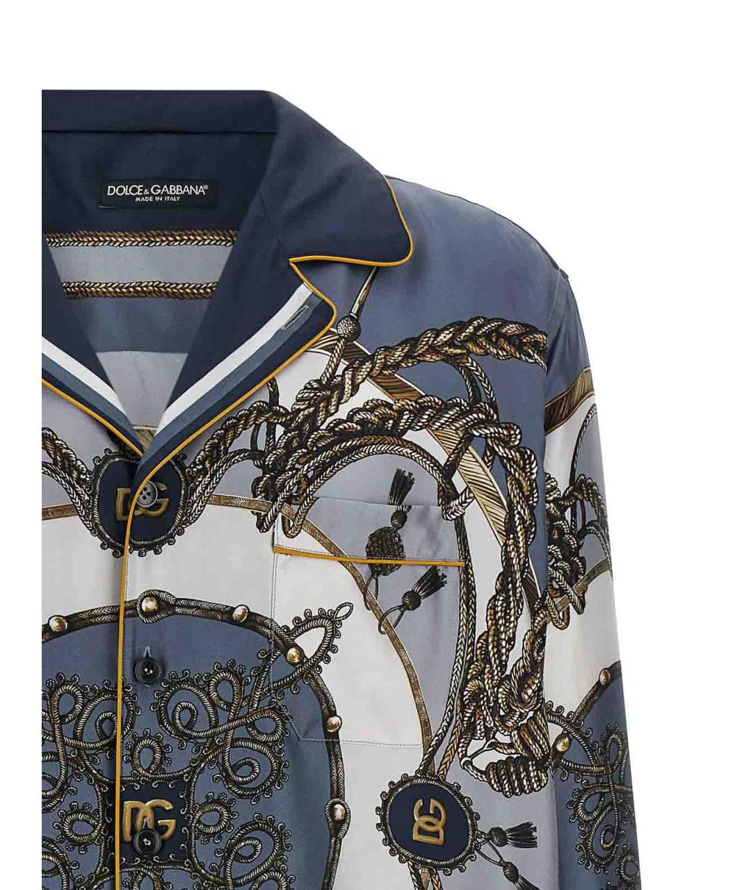 DOLCE&GABBANA Синяя шелковая кэжуал рубашка, фото 3