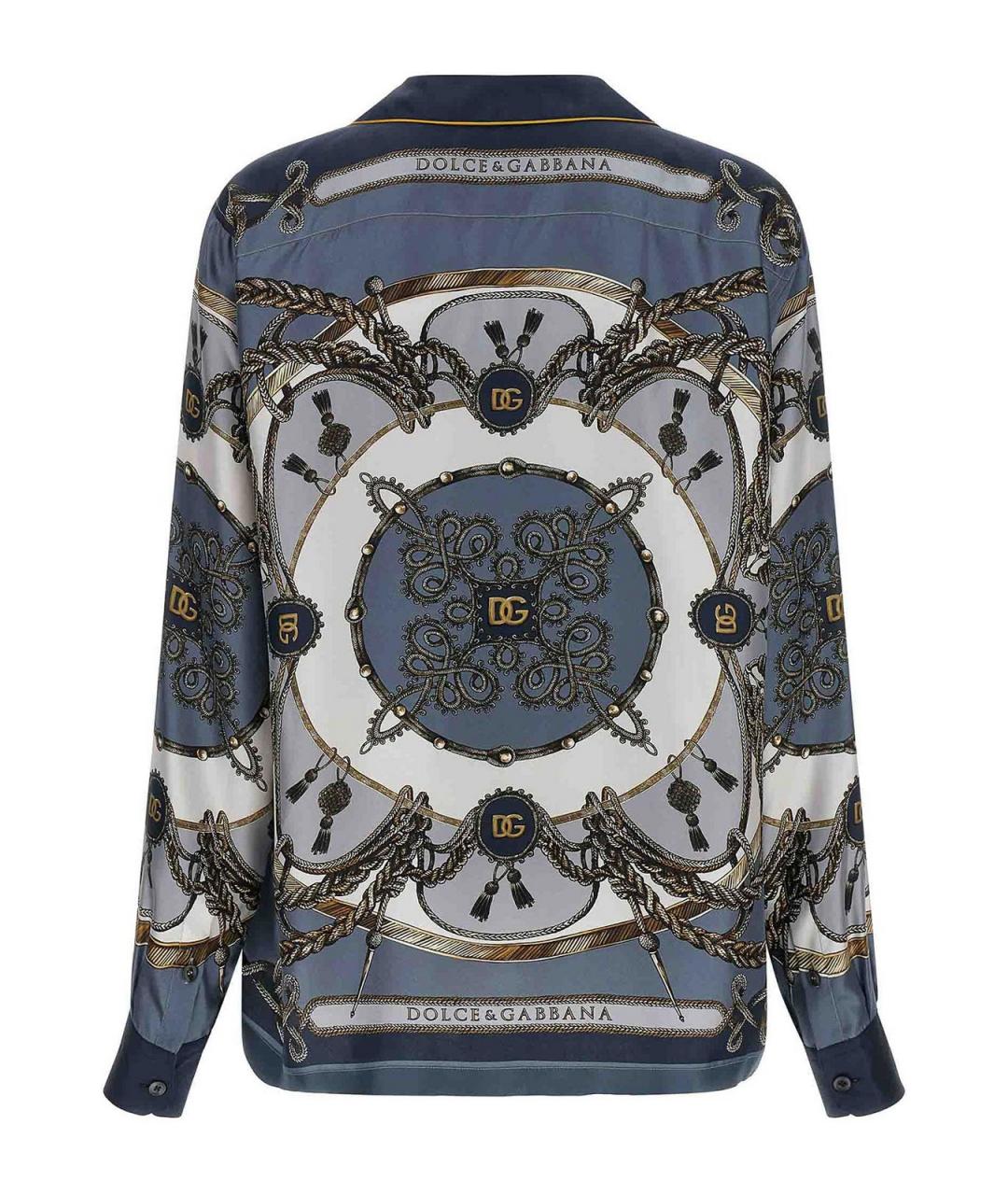 DOLCE&GABBANA Синяя шелковая кэжуал рубашка, фото 2