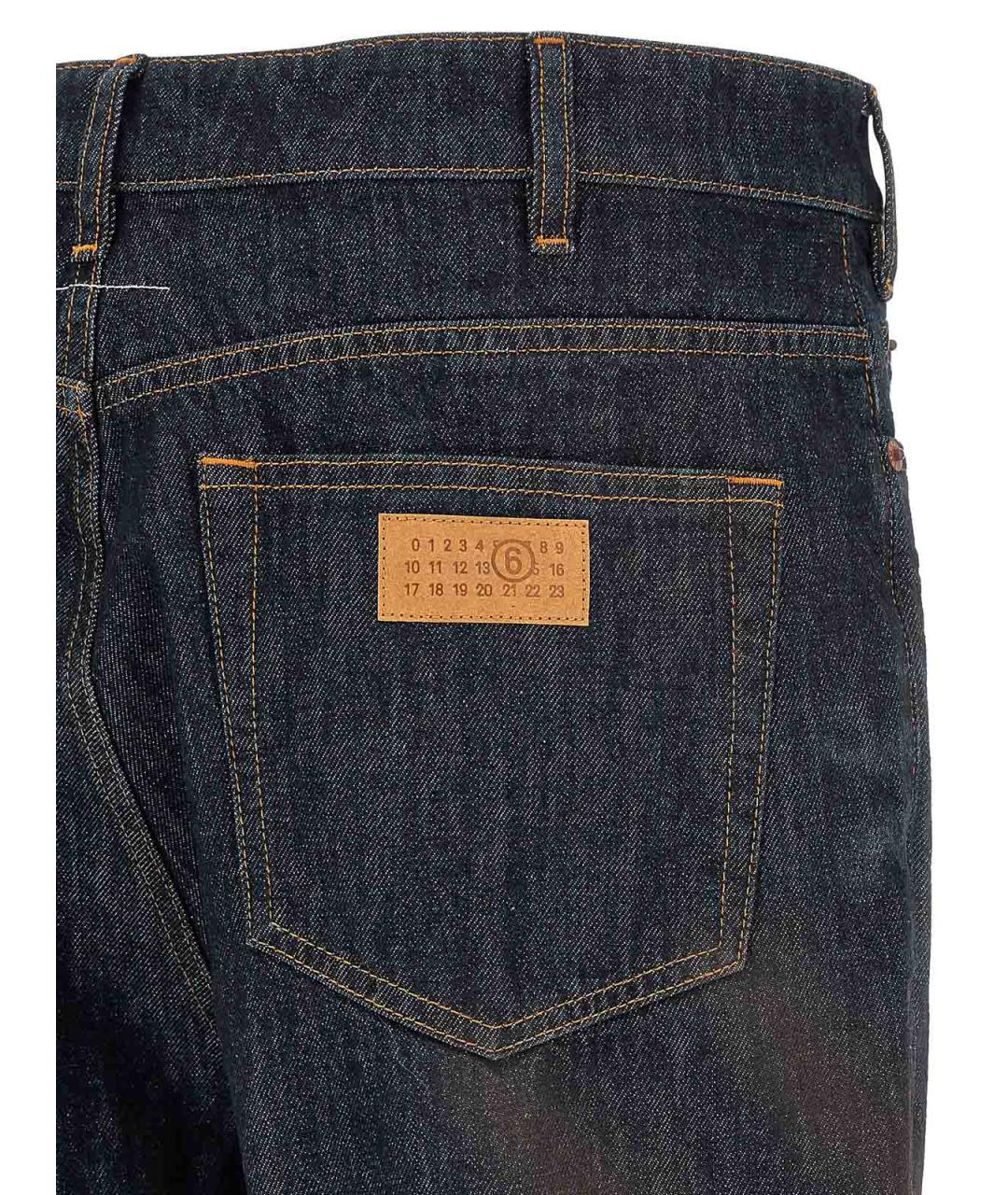 MM6 MAISON MARGIELA Темно-синие хлопковые прямые джинсы, фото 4