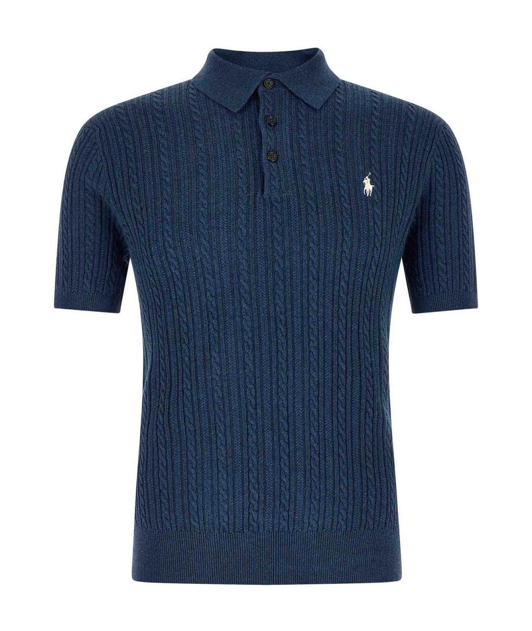 POLO RALPH LAUREN Синее хлопковое поло с коротким рукавом, фото 1