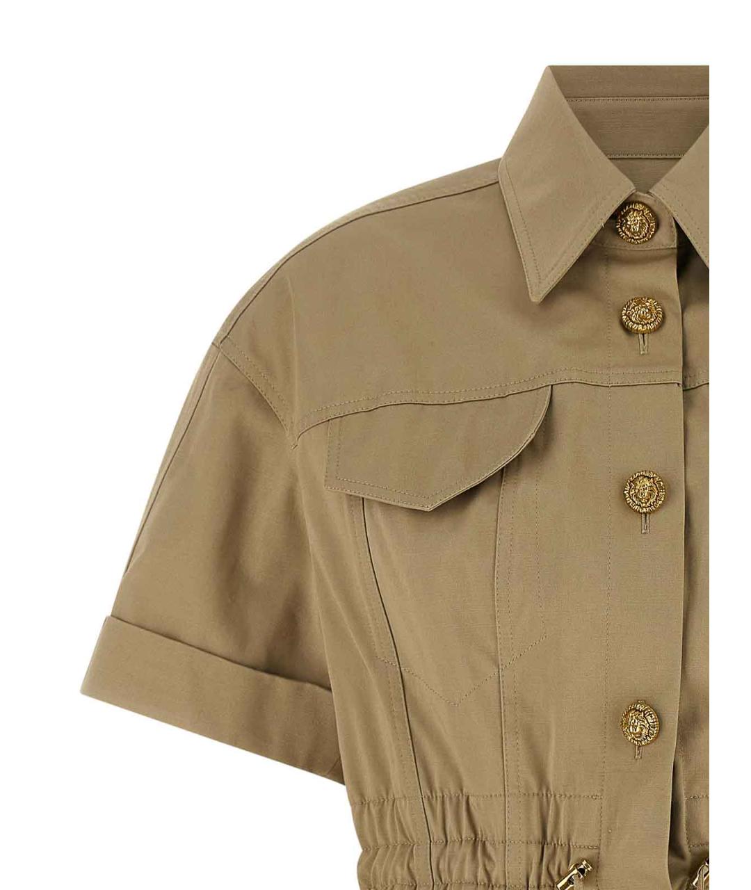 BALMAIN Бежевое хлопковое повседневное платье, фото 3