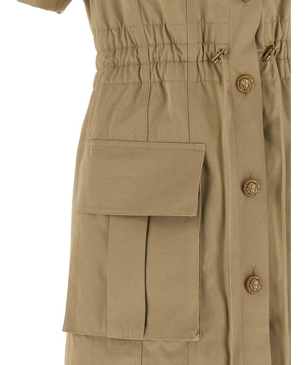 BALMAIN Бежевое хлопковое повседневное платье, фото 4