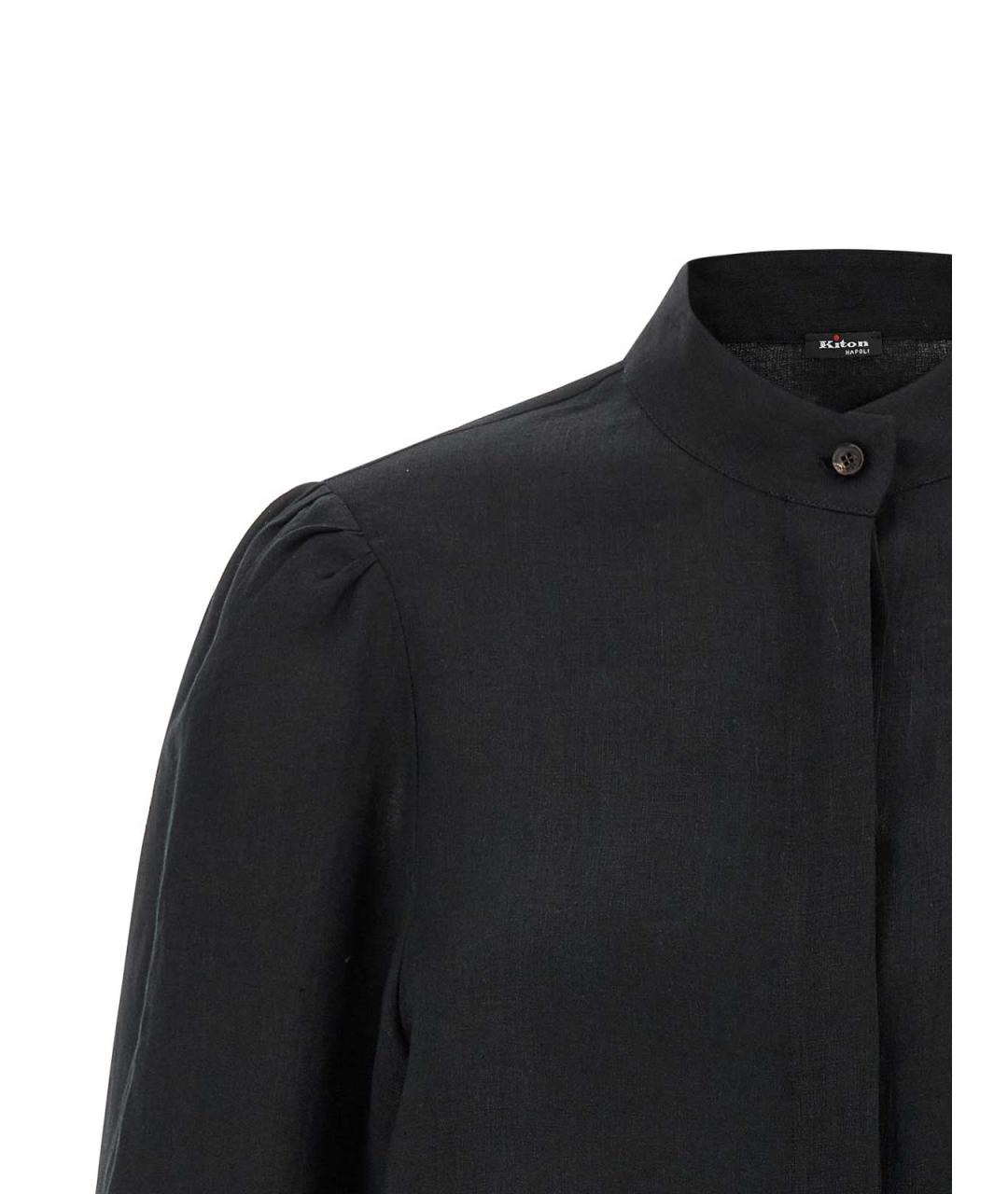 KITON Черная льняная рубашка, фото 3