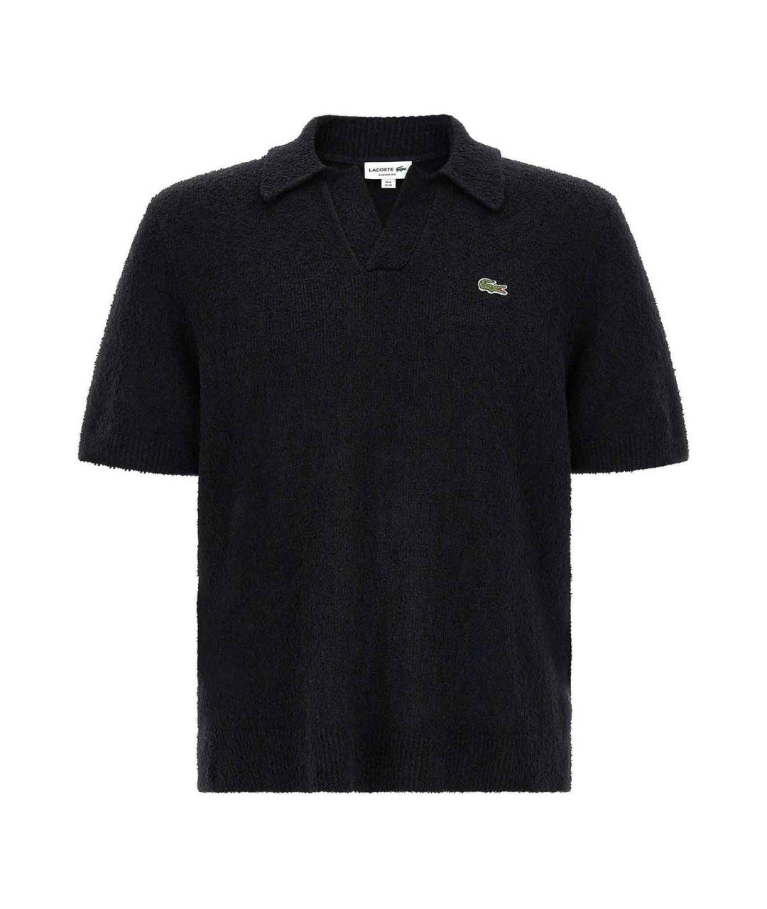LACOSTE Черное хлопковое поло с коротким рукавом, фото 1