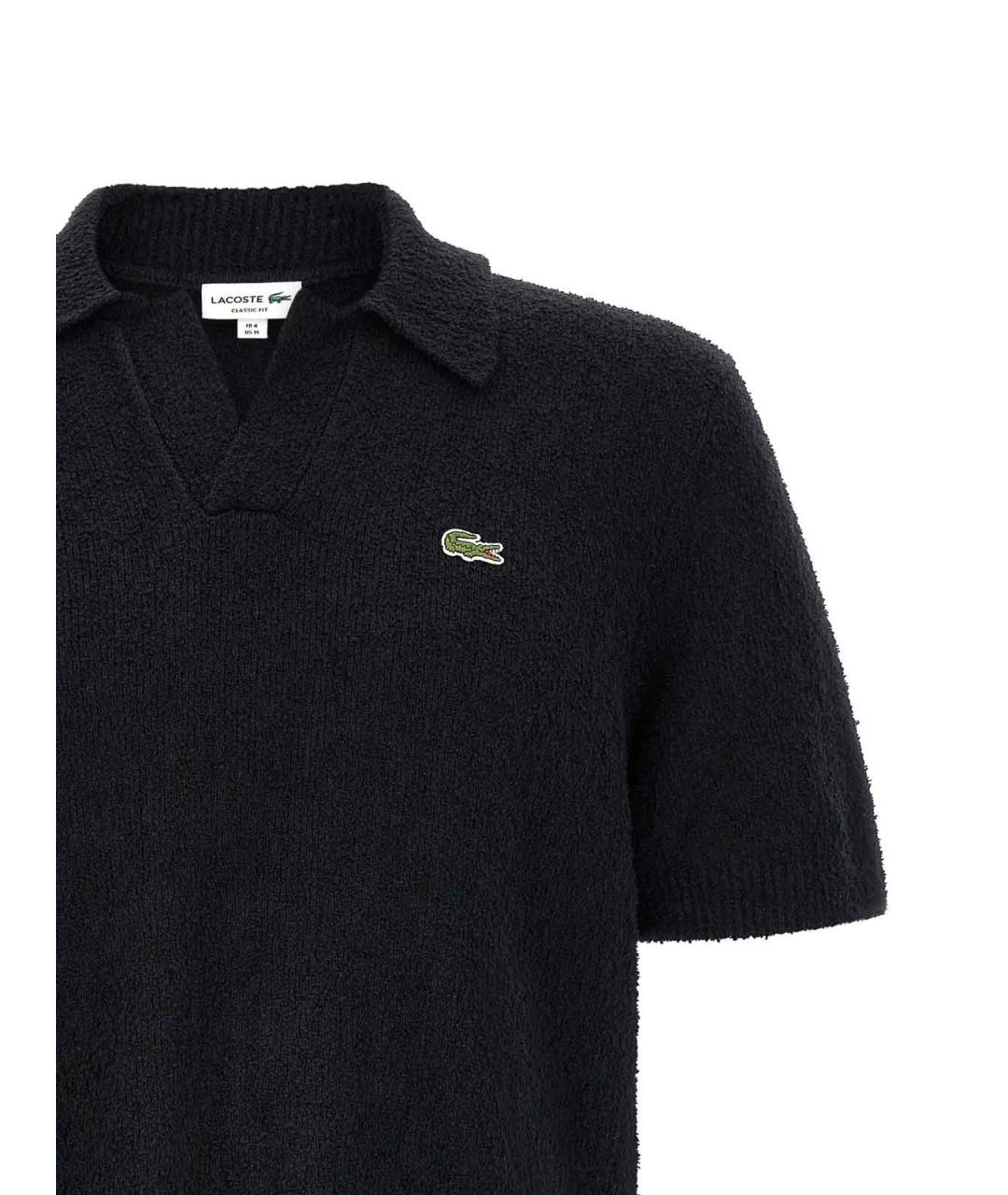 LACOSTE Черное хлопковое поло с коротким рукавом, фото 3