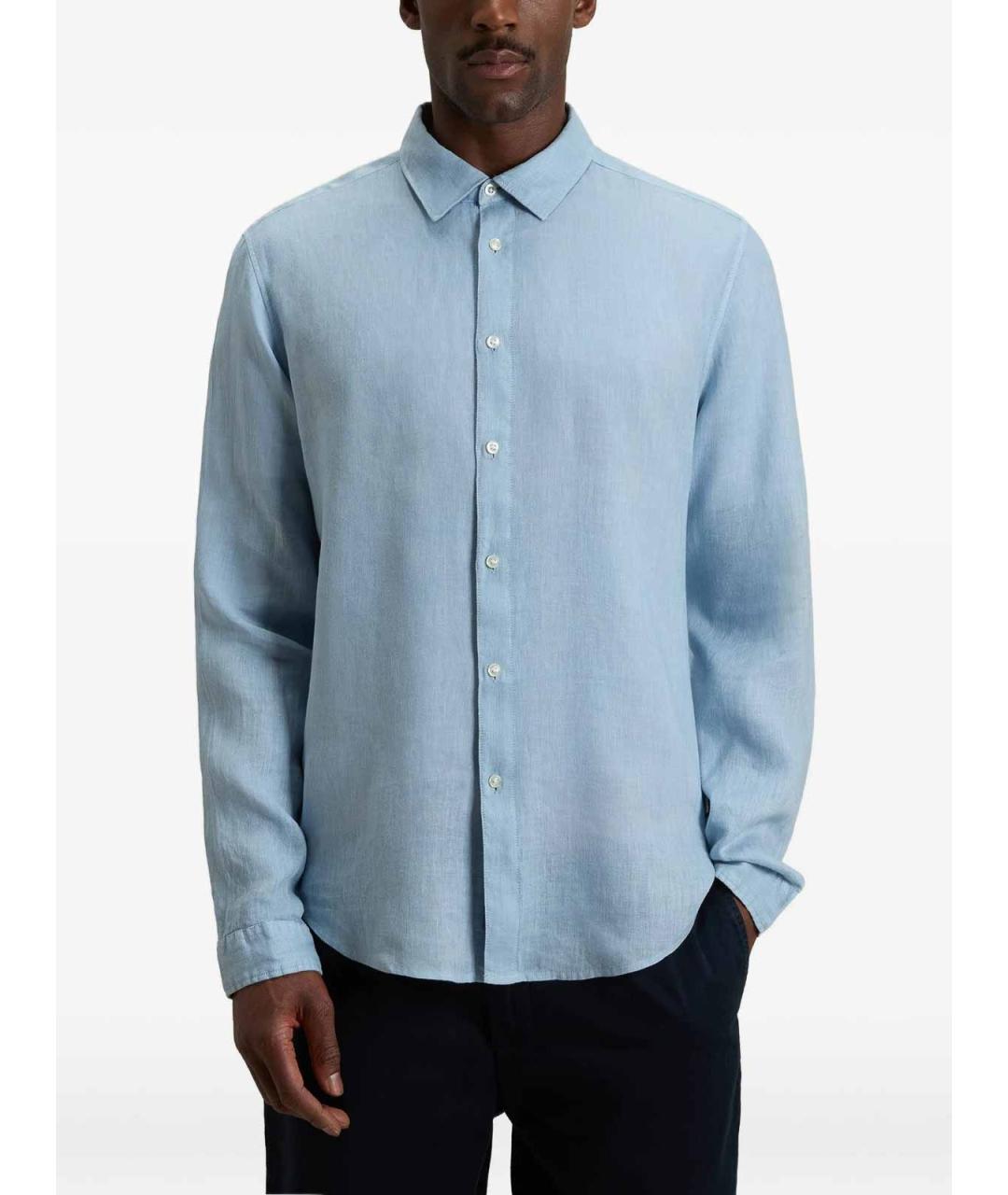 WOOLRICH Голубая льняная кэжуал рубашка, фото 3