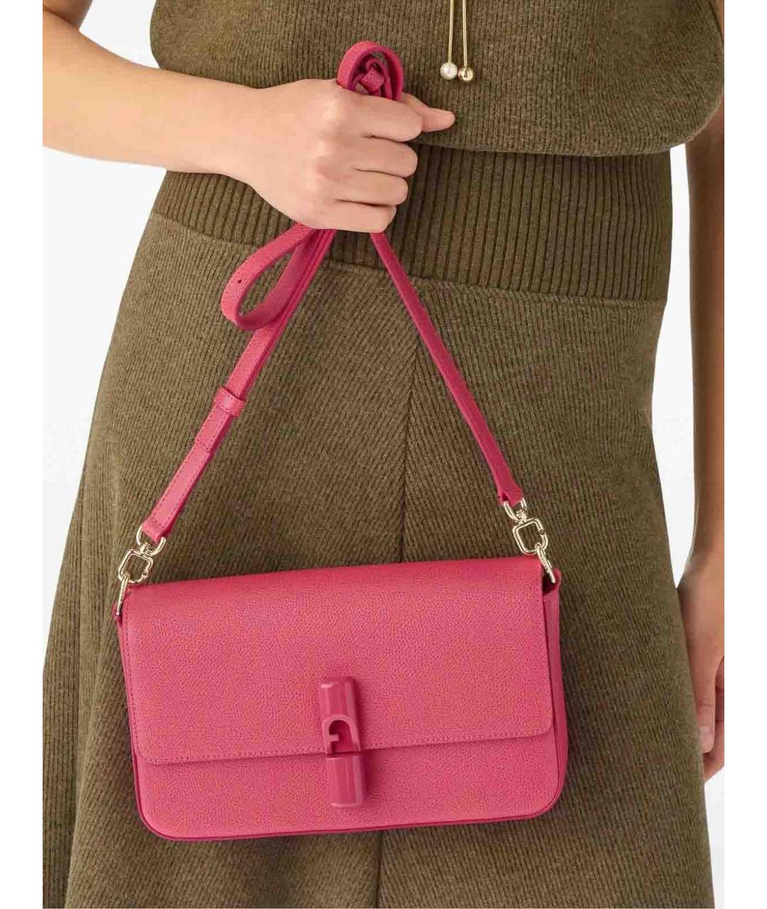 FURLA Розовая кожаная сумка через плечо, фото 3
