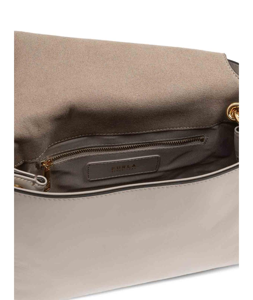 FURLA Бежевая кожаная сумка через плечо, фото 6