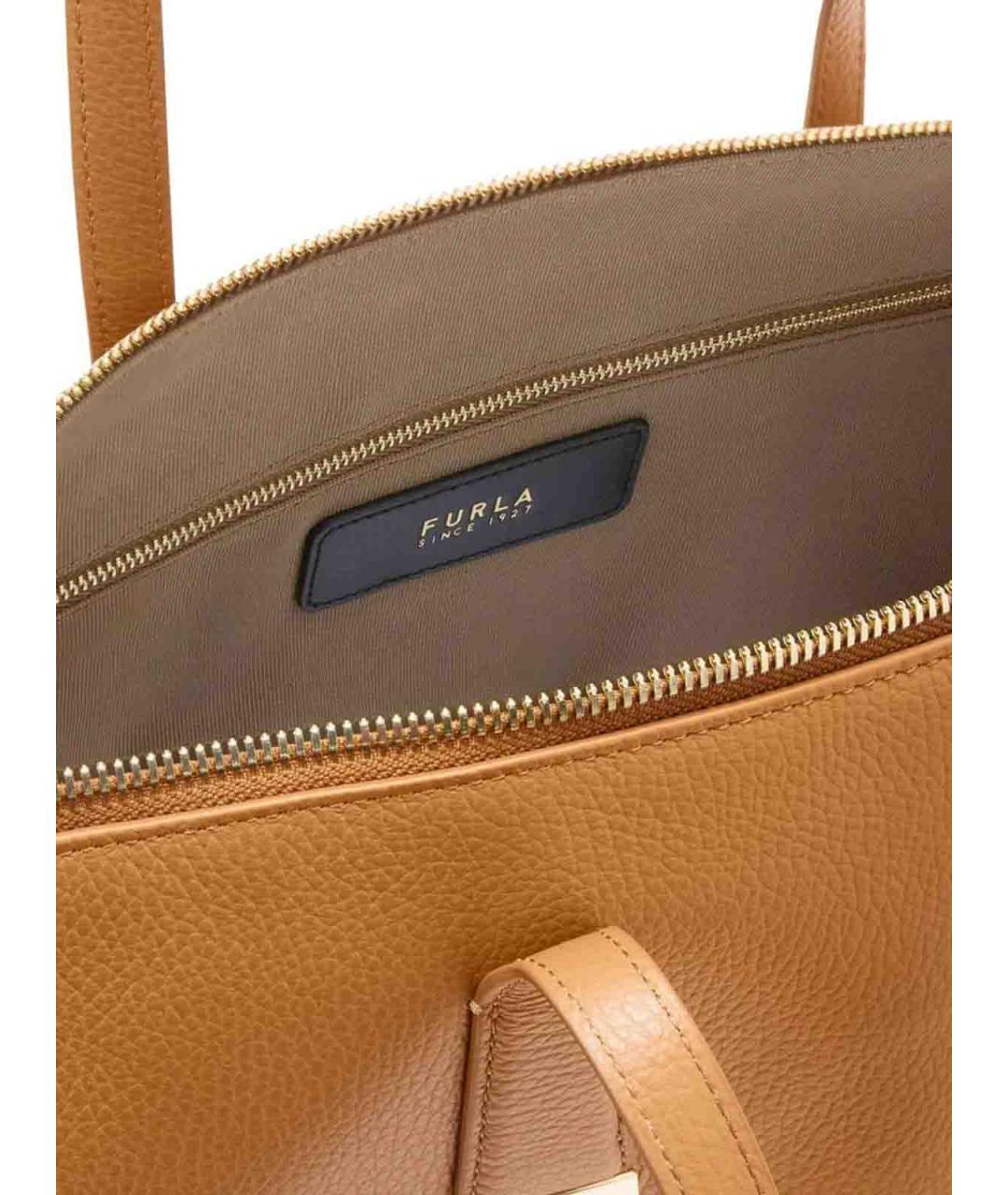 FURLA Коричневая кожаная сумка тоут, фото 3