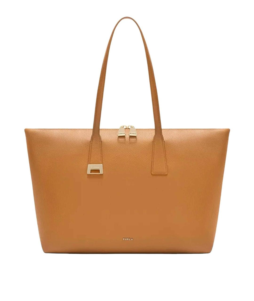 FURLA Коричневая кожаная сумка тоут, фото 1