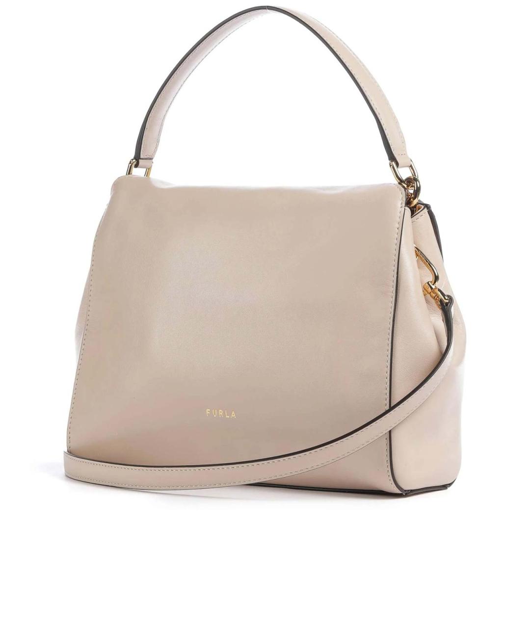FURLA Бежевая кожаная сумка через плечо, фото 2