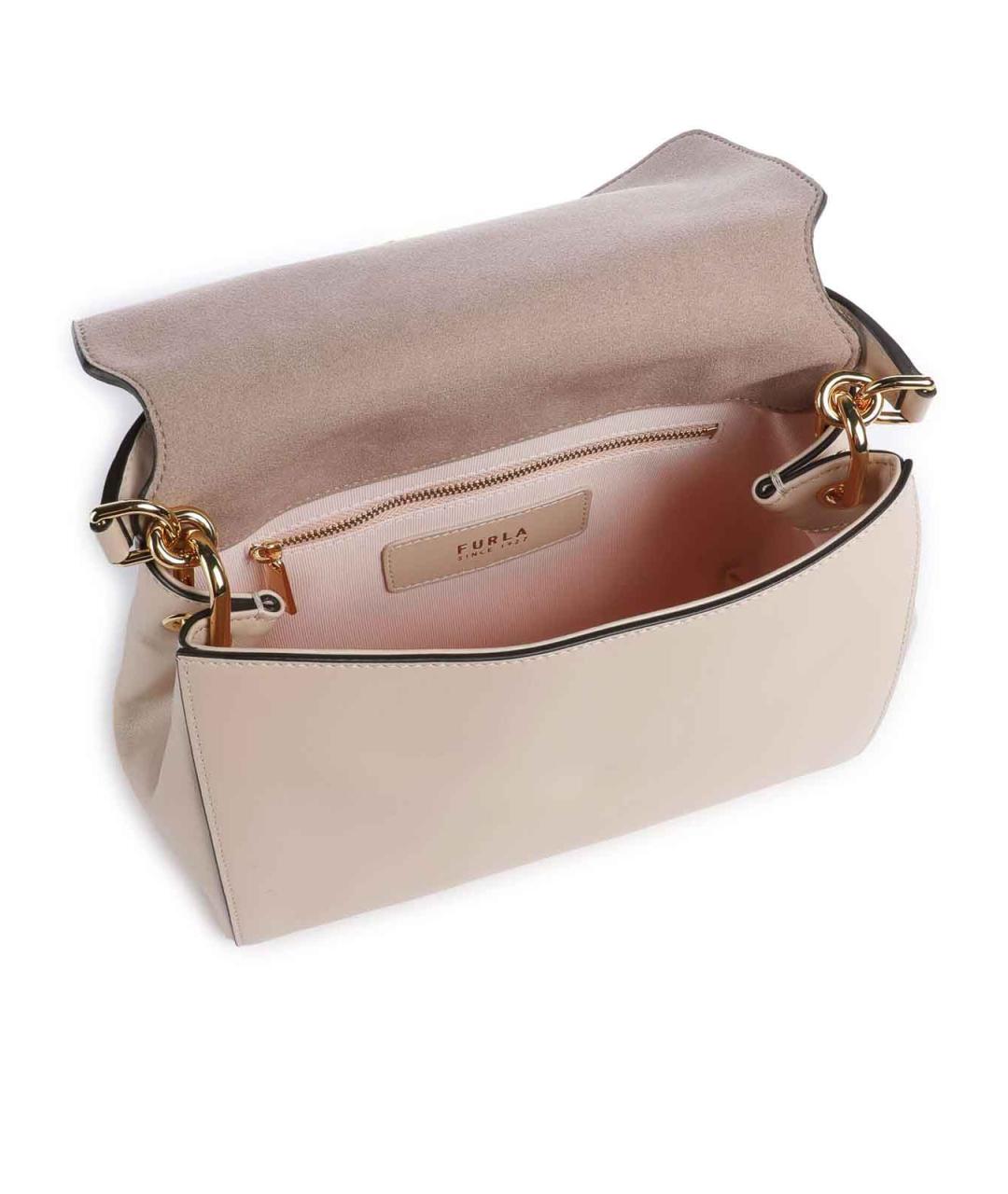 FURLA Бежевая кожаная сумка через плечо, фото 5