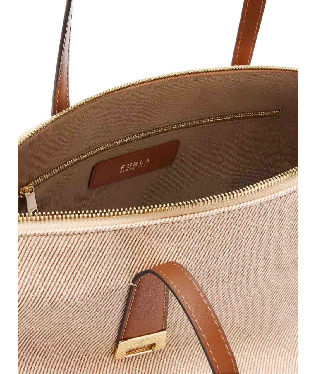 FURLA Коричневая тканевая сумка тоут, фото 3