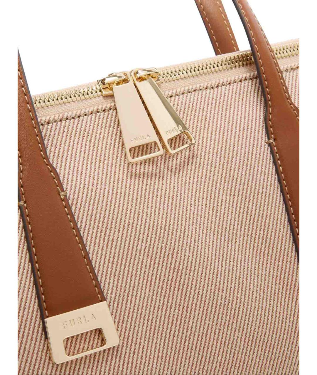 FURLA Коричневая тканевая сумка тоут, фото 4