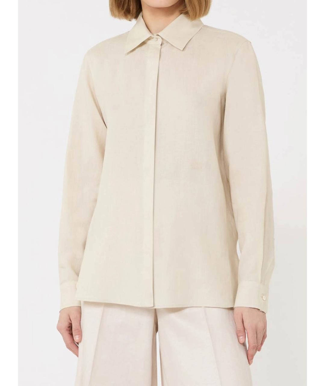 MAX MARA Бежевая хлопковая рубашка, фото 2