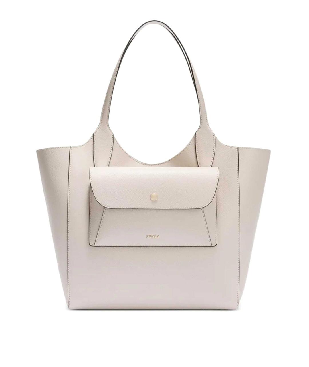 FURLA Белая кожаная сумка тоут, фото 1