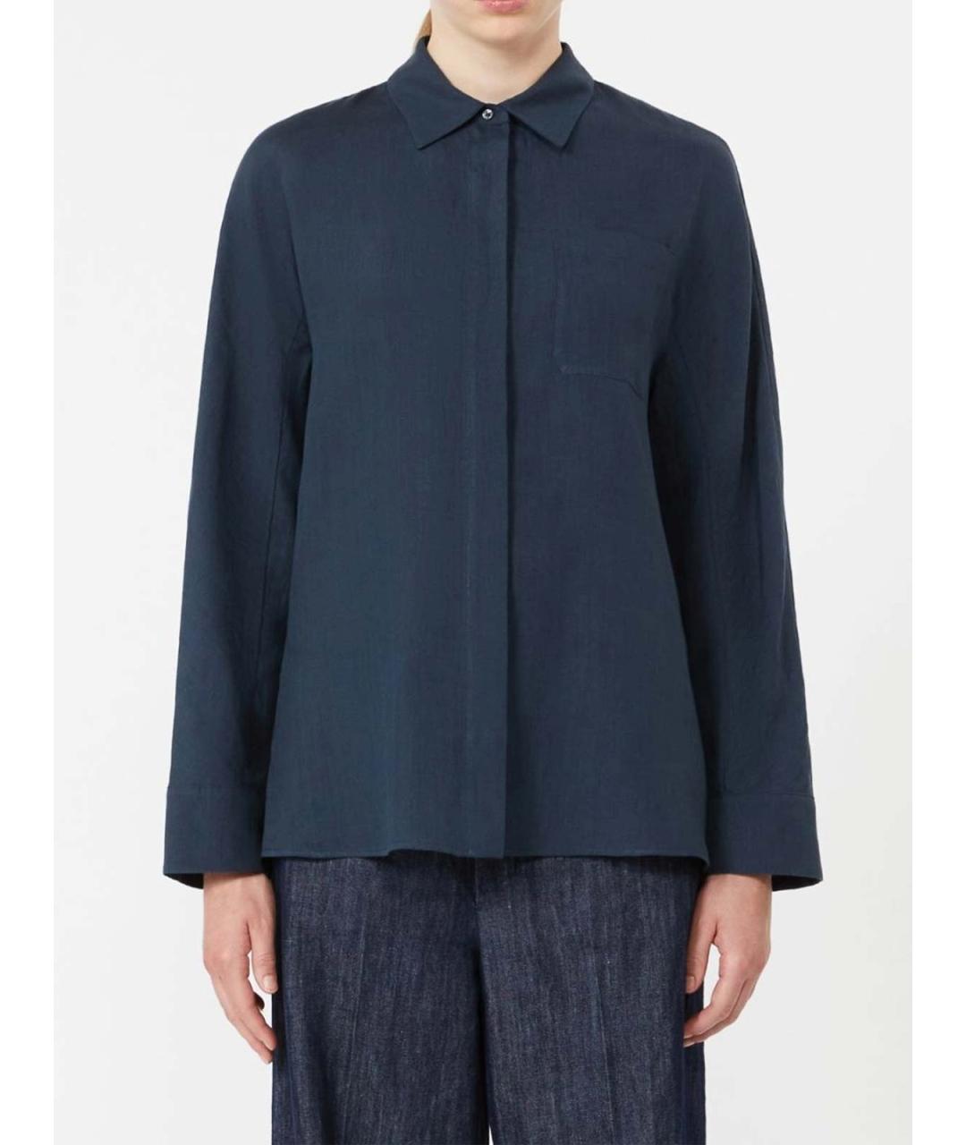 'S MAX MARA Синяя хлопковая рубашка, фото 2