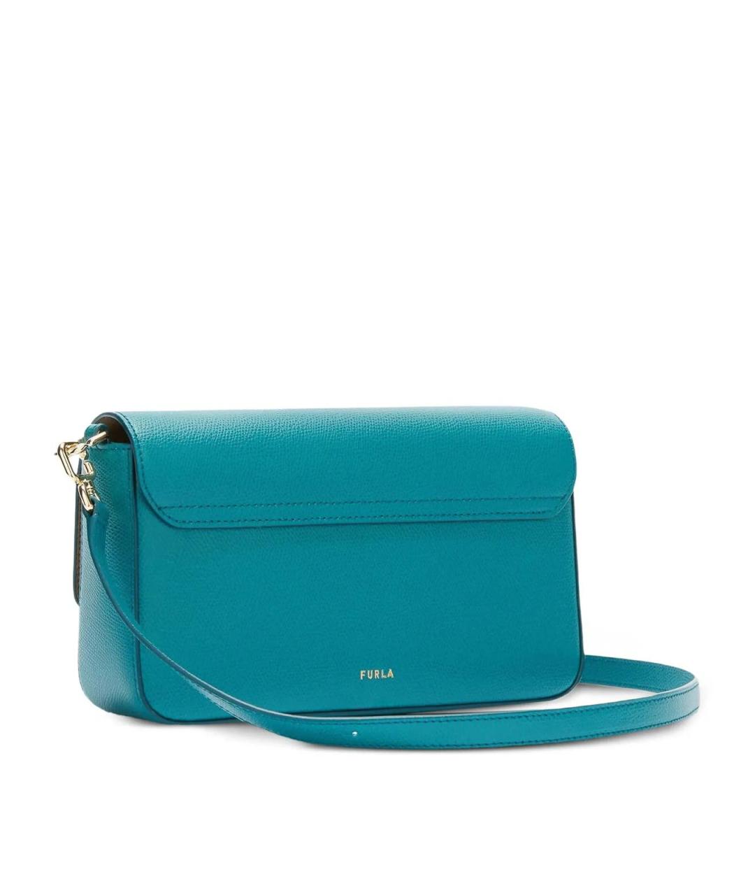FURLA Бирюзовая кожаная сумка через плечо, фото 3