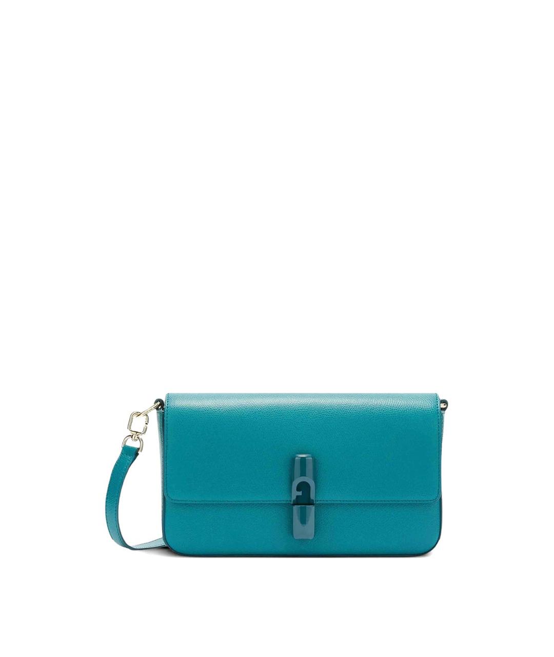 FURLA Бирюзовая кожаная сумка через плечо, фото 1
