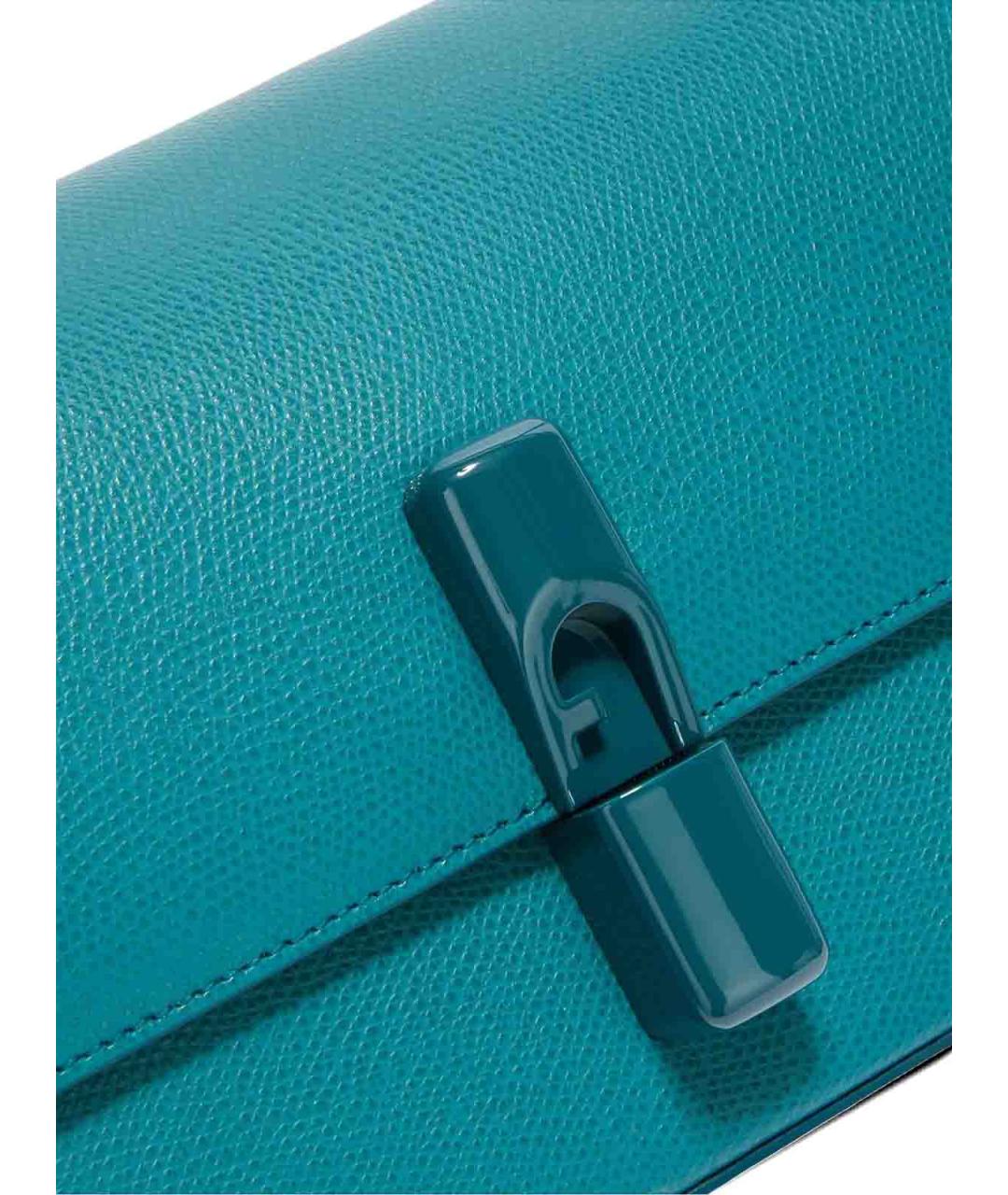 FURLA Бирюзовая кожаная сумка через плечо, фото 5