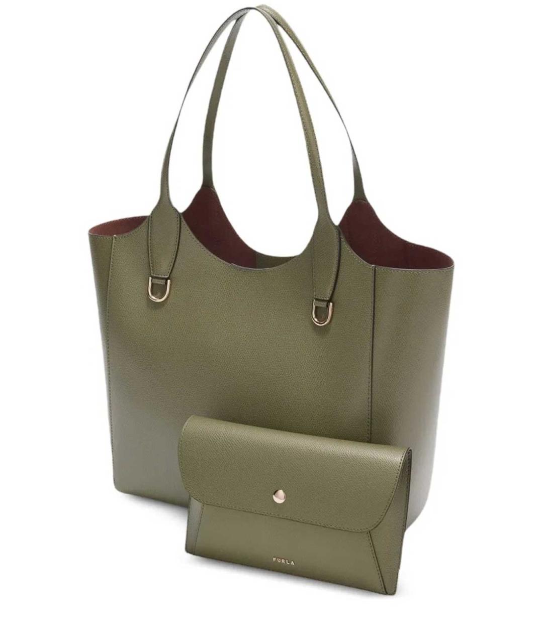 FURLA Зеленая кожаная сумка тоут, фото 4