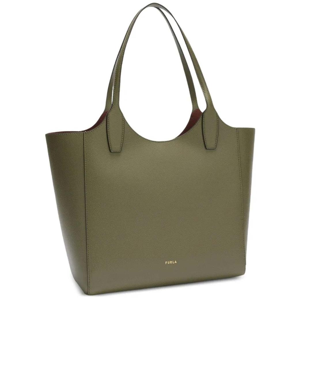 FURLA Зеленая кожаная сумка тоут, фото 3
