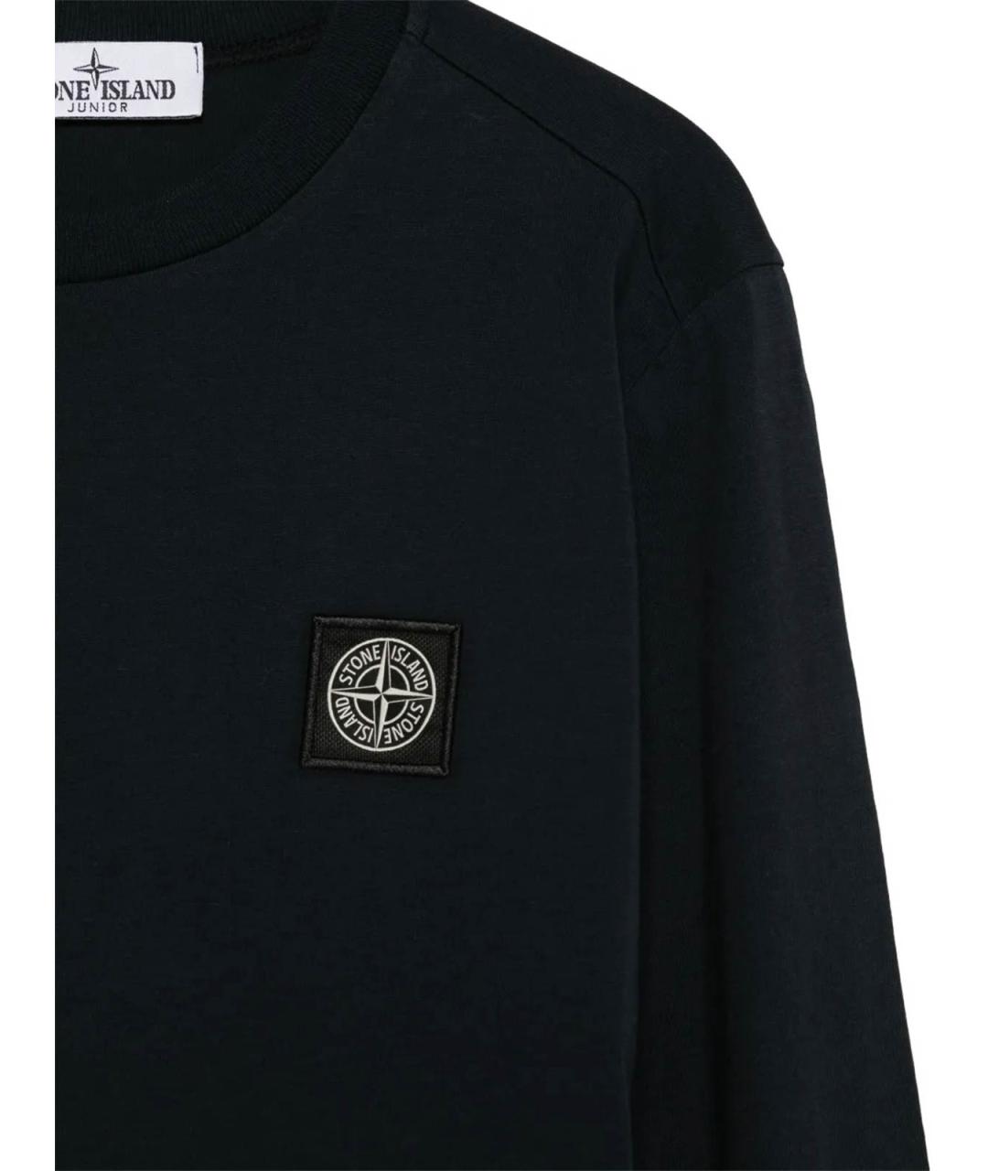 STONE ISLAND JUNIOR Темно-синяя хлопковая детская футболка, фото 3