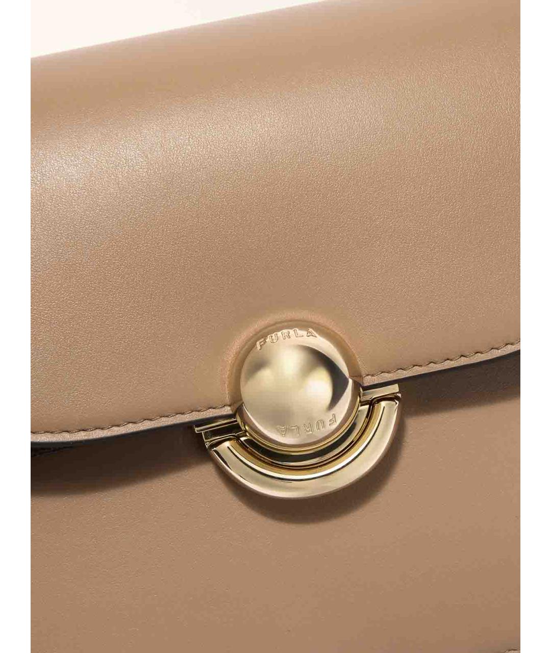 FURLA Бежевая кожаная сумка через плечо, фото 4