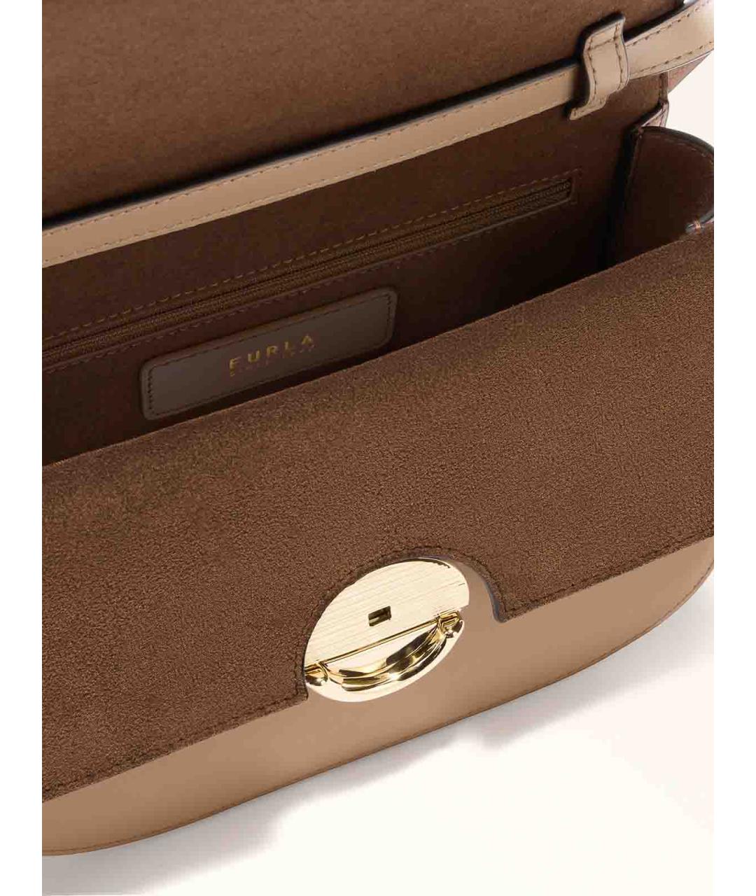 FURLA Бежевая кожаная сумка через плечо, фото 3